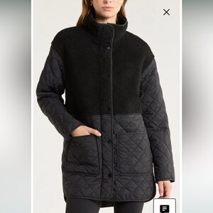 Zella Faux Shearling Hybrid Quilted Long Jacket